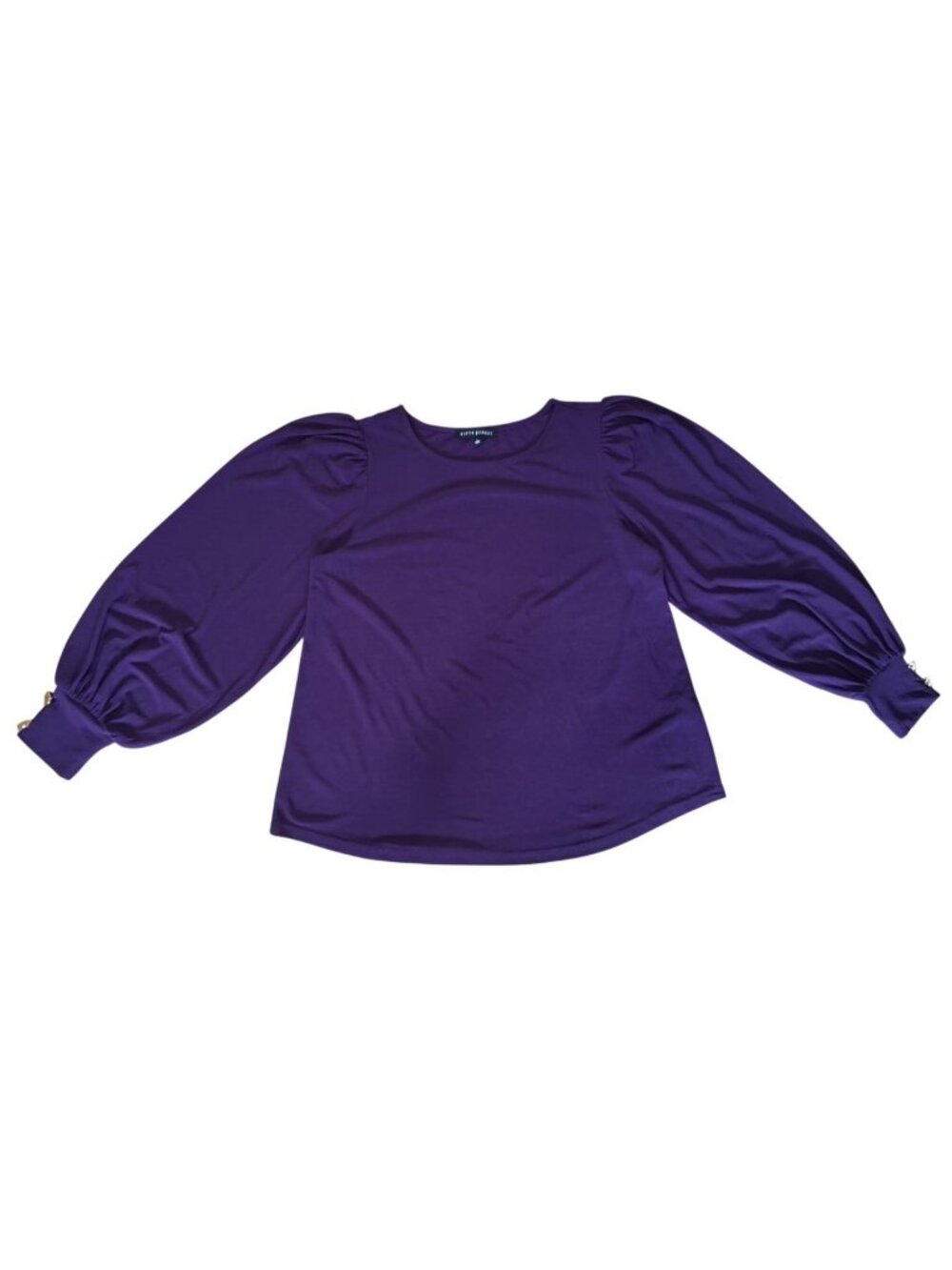 Fifty Street Womens Purple Blouse Puff Sleeves Size Small Stretch Polyester Blen - Picture 8 of 8